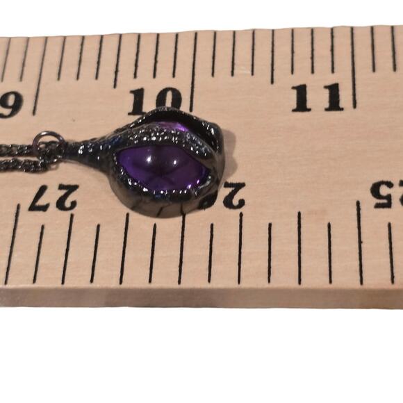 Necklace Handmade Gothic Purple Orb Pendant Claw Cage Chain 18" SKU2376 - Picture 7 of 7